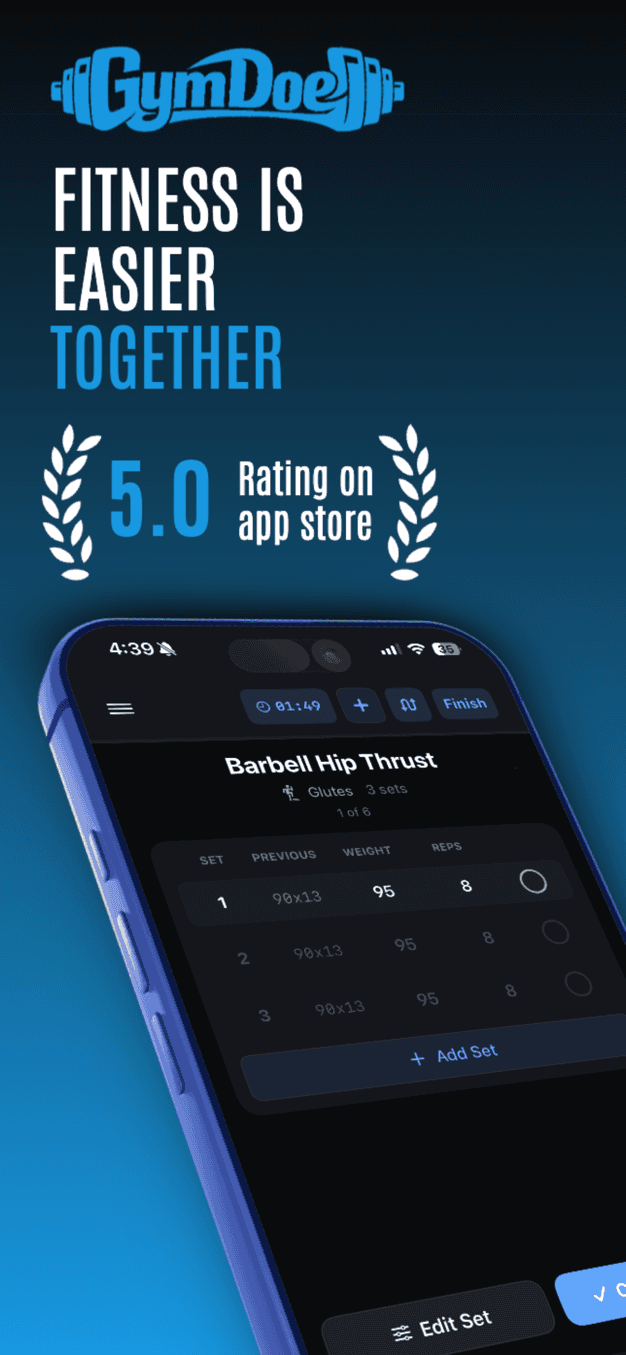 GymDoe workout tracking screen
